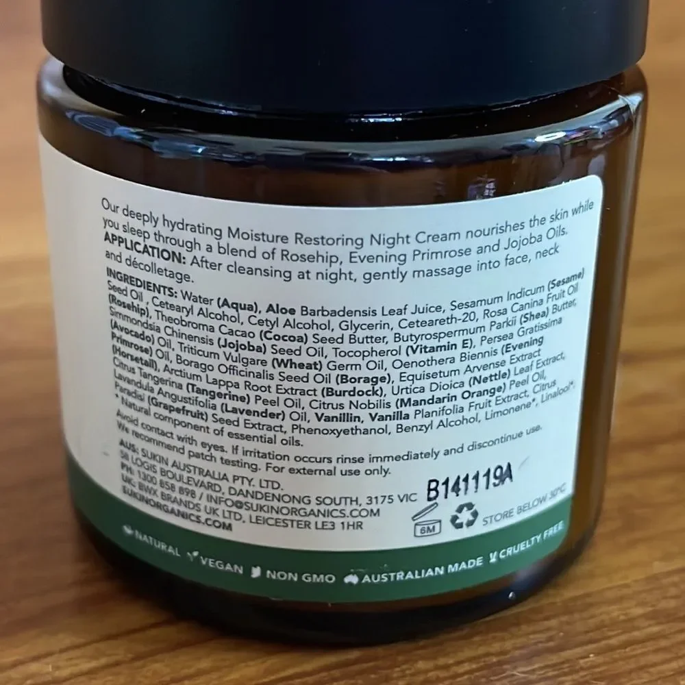 SUKIN‎ Signature Moisture Restoring Night Cream 4.06 oz Natural Vegan Non GMO